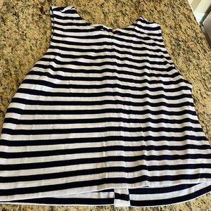 Blue & white button down the back sleeveless top